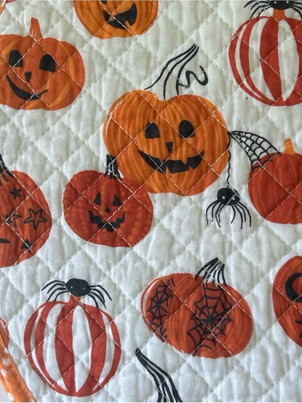 Cupcakes & Cashmere Orange Pumpkin Halloween Quilted Placemats Set of 4